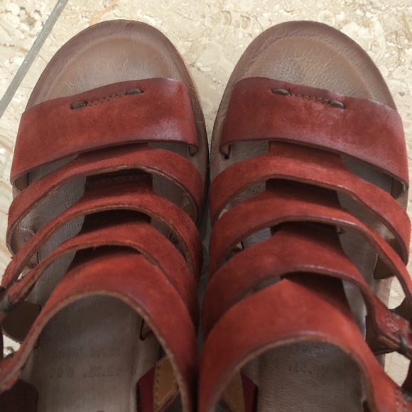 *SOLD* Free People x A.S.98/AS98 leather wedge platform sandals with buckles - Picture 5 of 14